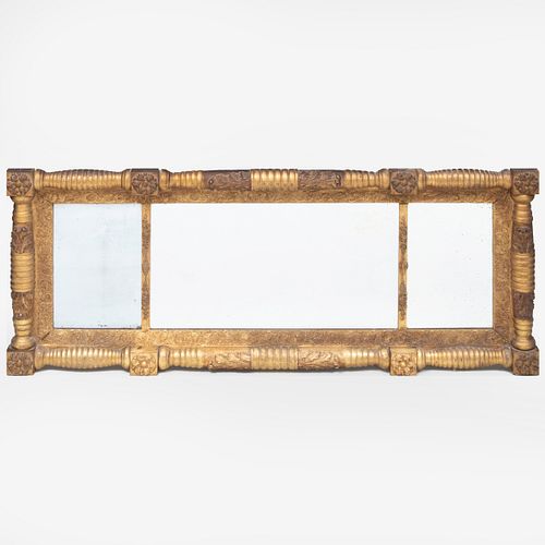 Classical Giltwood Three Part Overmantle Mirror
