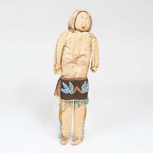 Woodlands Beaded Hide and Cloth Doll, Probably Great Lakes