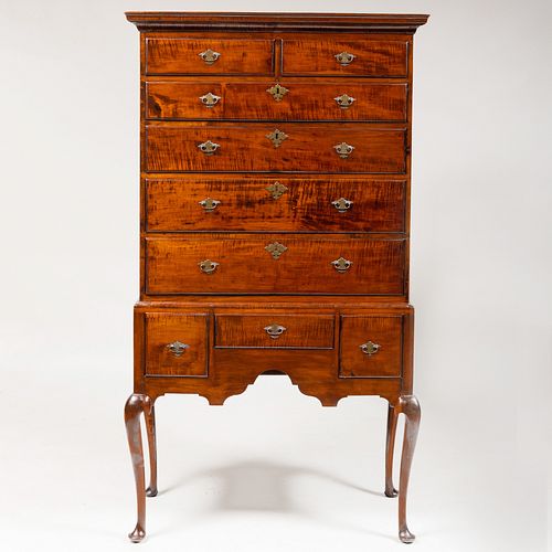 Chippendale Tiger Maple Highboy