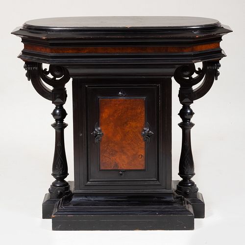 American Renaissance Revival Ebonized and Figured Maple Pedestal