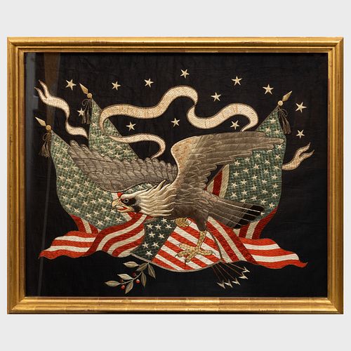 Japanese Export Embroidered Eagle Picture