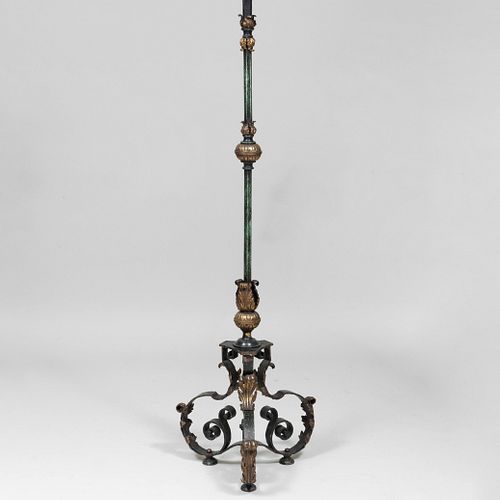 E.F. Caldwell Brass-Mounted Painted Metal Floor Lamp