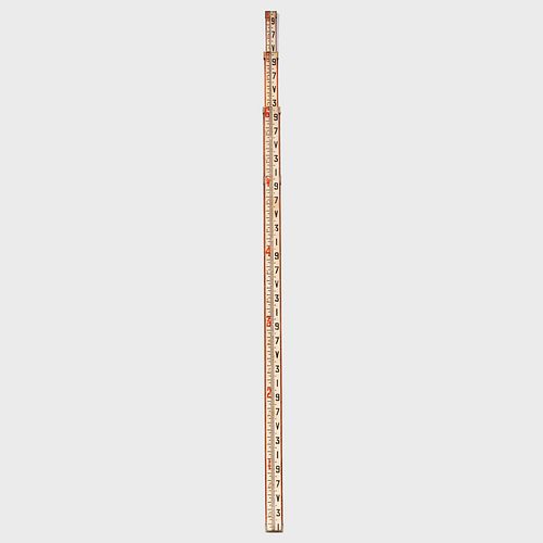 Large Brass-Mounted Painted Wood Measuring Stick, E. R. Watts & Son