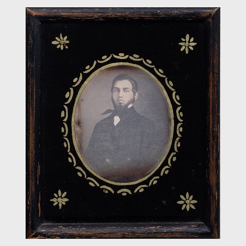 Pair of Daguerrotype and Reverse Painted Glass Portraits