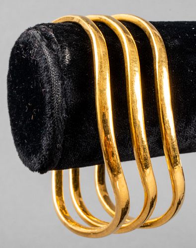 Three High Karat 22K Yellow Gold Bangle Bracelets