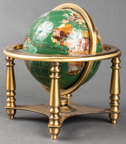 Specimen Stone & Marble Desk Globe On Stand