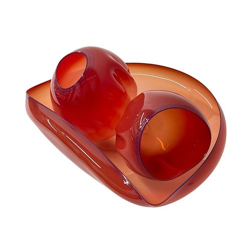 Dale Chihuly 3 Piece Red Seashell Form Suite