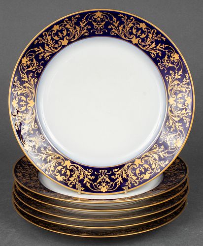 Sèvres Style Painted Dinner Plates, 6