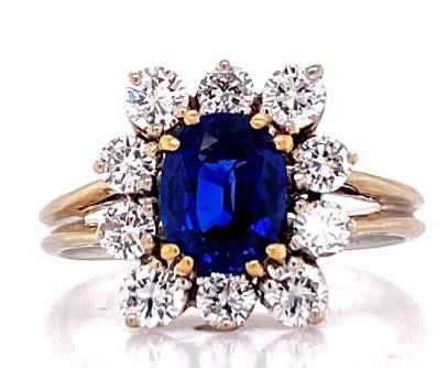 Ceylon Sapphire Diamond 18 Karat White Gold Ring