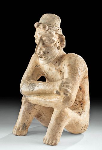 Jalisco Ameca Grey Type Pottery Seated Male Figure