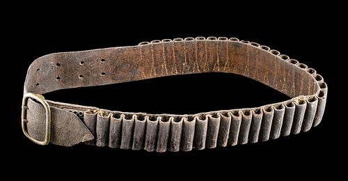 Early 20th C. Mexican Leather Bandolier Belt