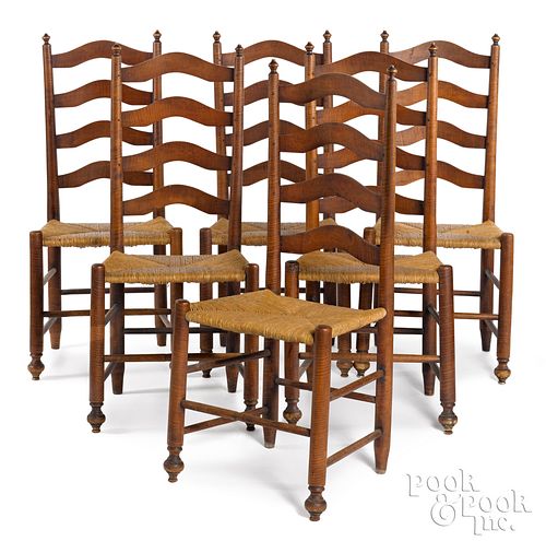 Set of six Delaware Valley ladderback chairs