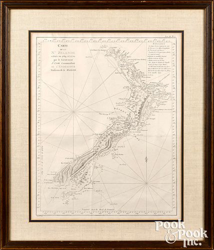 Early engraved map of New Zealand