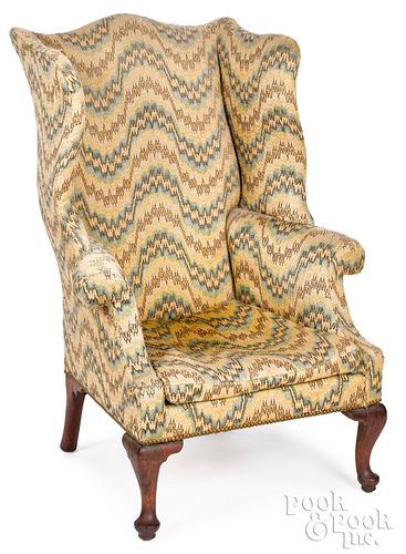 Queen Anne walnut wing chair