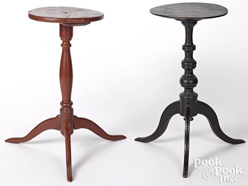 Two New England painted candlestands