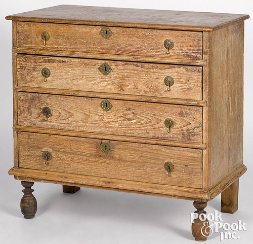 New England William and Mary painted pine chest