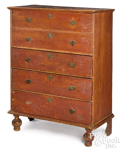 New England William and Mary stained mule chest