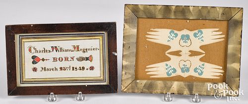 Two folk art heart and hand works
