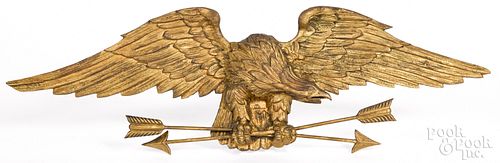 Carved and gilded eagle wall plaque, 19th c.