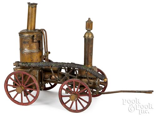 Brass working model hand drawn steam engine