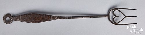 Pennsylvania wrought iron flesh fork, 18th c.
