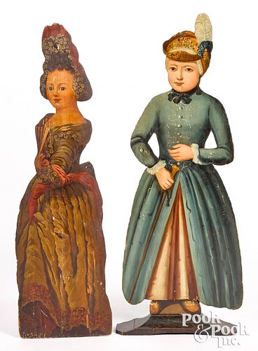 Two Georgian painted pine dummy boards, ca. 1800