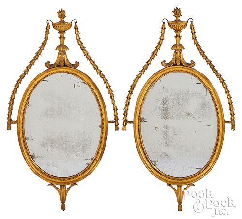 Pair of George III giltwood mirrors, late 18th c.