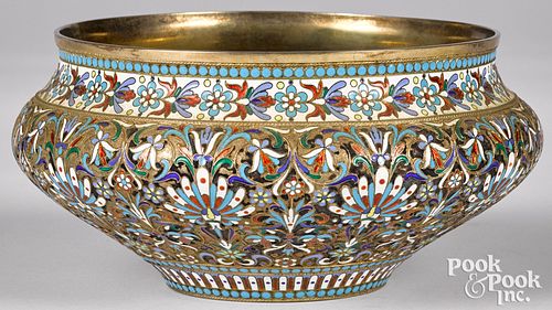 Russian silver enamel bowl