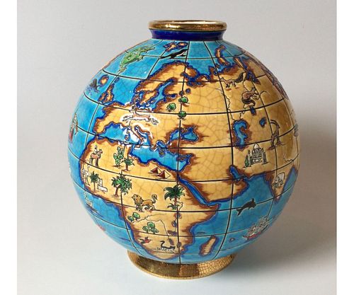 Emaux De Lowgway Mappemonde Globe Vase