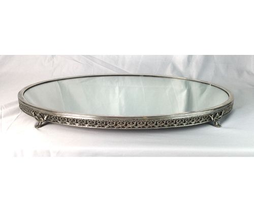 European 900 Silver and Mirrored Plateau Tray