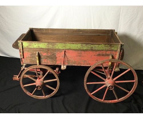 Early Painted Wagon with Painted Pig