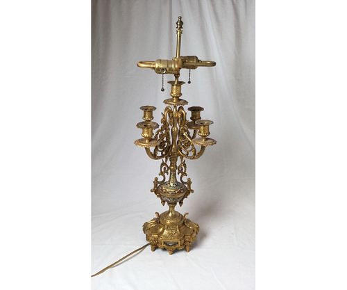 Champleve Gilt Bronze Lamp