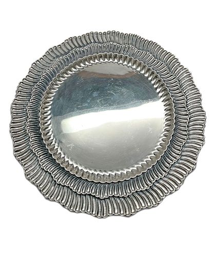 Buccellati Linenfold 24 Sterling Silver Charger Plates