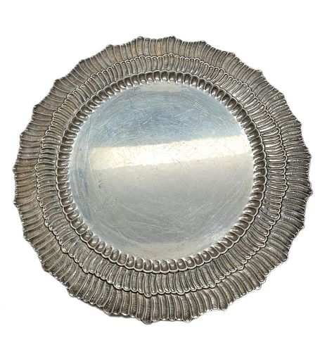 Buccellati Linenfold Sterling Silver Round Serving Tray