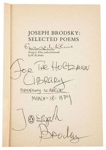 SELECTED POEMS BY JOSEPH BRODSKY WITH AUTOGRAPHS