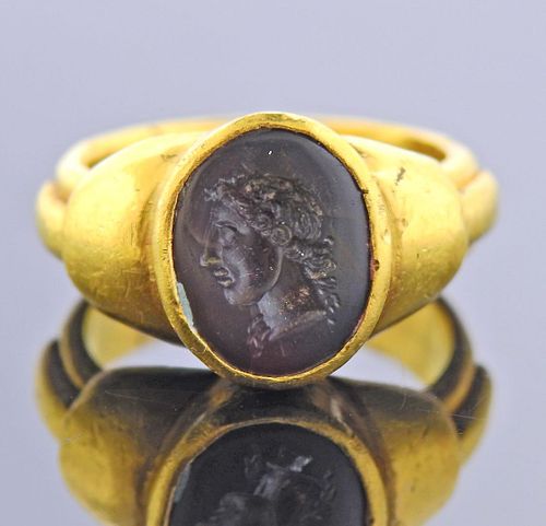 20k Gold Ring with Ancient Intaglio