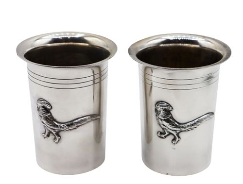 Pair of Gucci Continental Silver Pheasant Cups