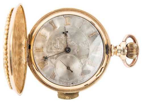 A MUSICAL GOLD HUNTER CASE POCKET WATCH WITH HIDDEN EROTIC AUTOMATONS, CUVETTE NO. 190849