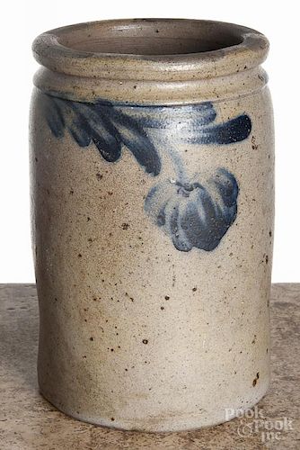 Two Pennsylvania stoneware jars, 19th c., with cobalt decoration, 8 1/4'' h.