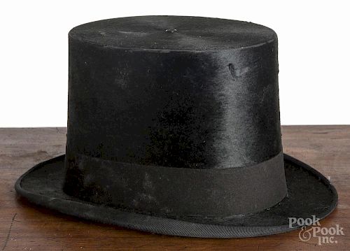 Young Bros., New York beaver top hat, 19th c.,