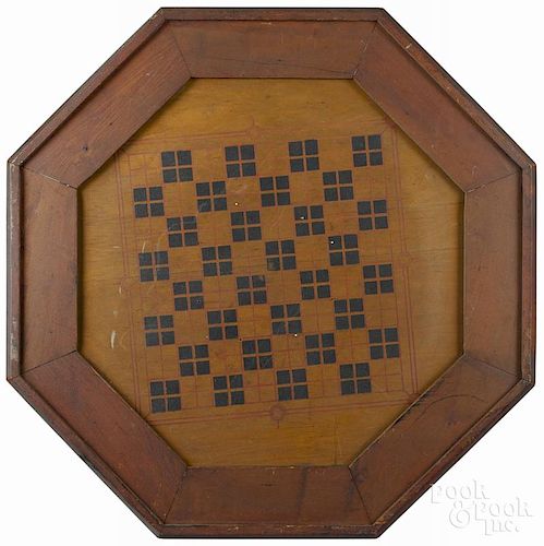 Painted double-sided gameboard, early 20th c., frame - 29'' x 29''.