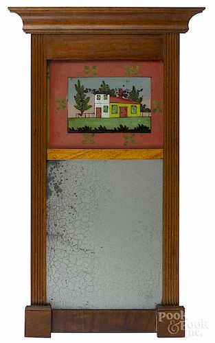 Sheraton walnut mirror, ca. 1840, 25'' x 11 1/4''.