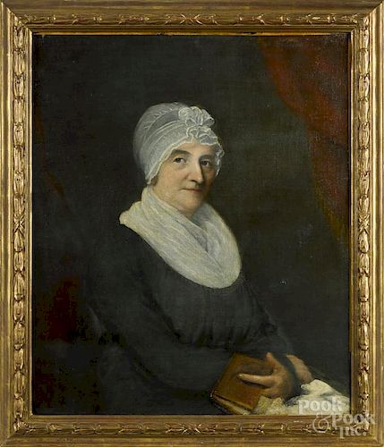 Attributed to Jacob Eichholtz (American 1776-1842), oil on canvas portrait of a woman, 30'' x 25"