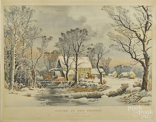 Early Currier and Ives restrike, Winter in the Country, 18 1/4'' x 27''.