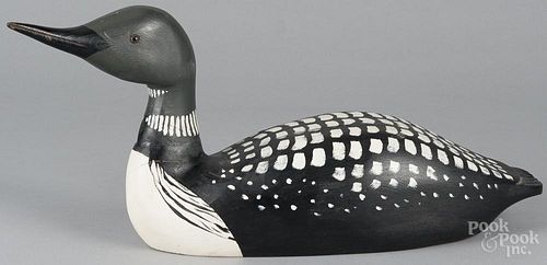 Carved and painted loon decoy, signed Robert Wohlson July 27th 1991, 24 1/2'' l.