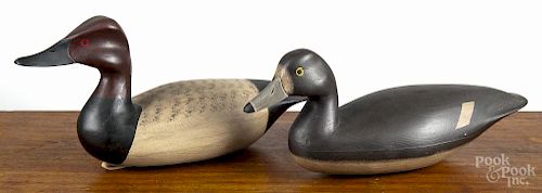 Three contemporary carved decoys, to include a swan, signed A. Birdsall, a redhead, signed
