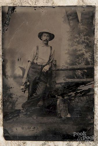 Pennsylvania tinsmith patterns, 19th c., together with a tin type of a gentleman