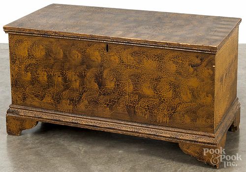 Pennsylvania painted pine blanket chest, 19th c., retaining an old yellow surface, 19 1/4'' h., 34'' w