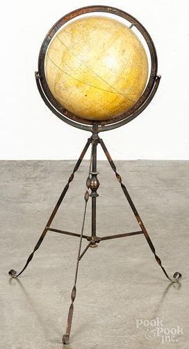 Floor model globe, inscribed George Cram, 20th c., 12'' dia., 36 1/2'' h.