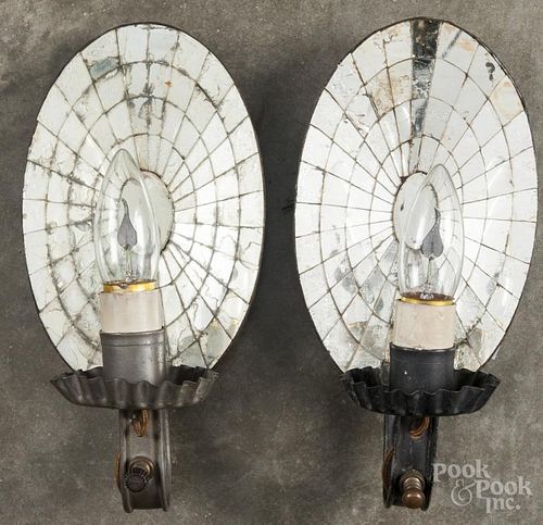Pair or mirrored sconces, 20th c., 10 1/4'' h.
